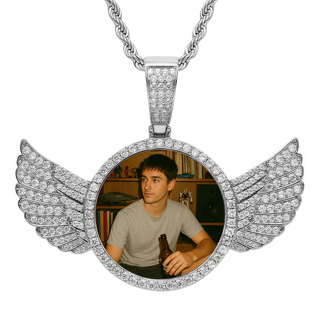 Iced Out Wing Pendant – 14K Gold Finish