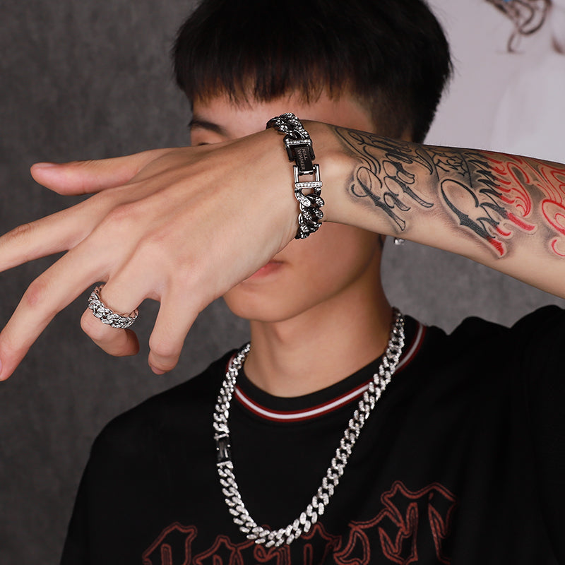 12mm Iced Out Cuban Chain Bracelet with CZ Shine