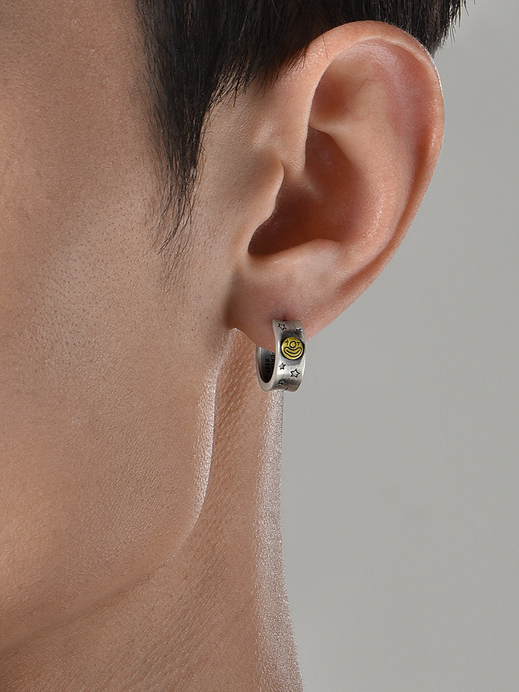 4.8mm S925 Copper-Accented Clown Hoop Earrings