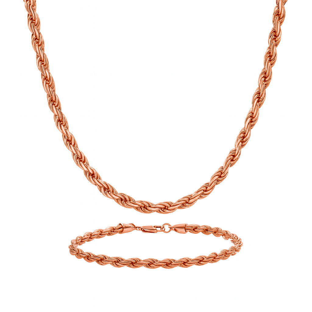 4mm Rope Chain Set – Rose Gold Finish