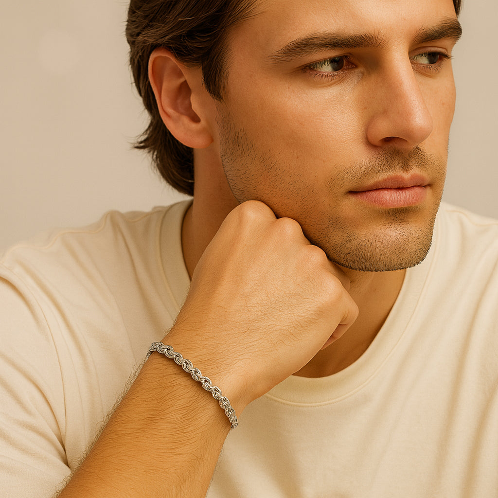 4mm Rope Bracelet – Silver Finish