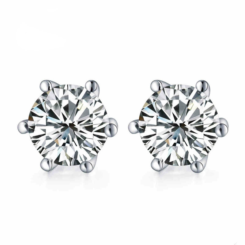 8mm S925 Prong-Set Natural Zircon Stud Earrings