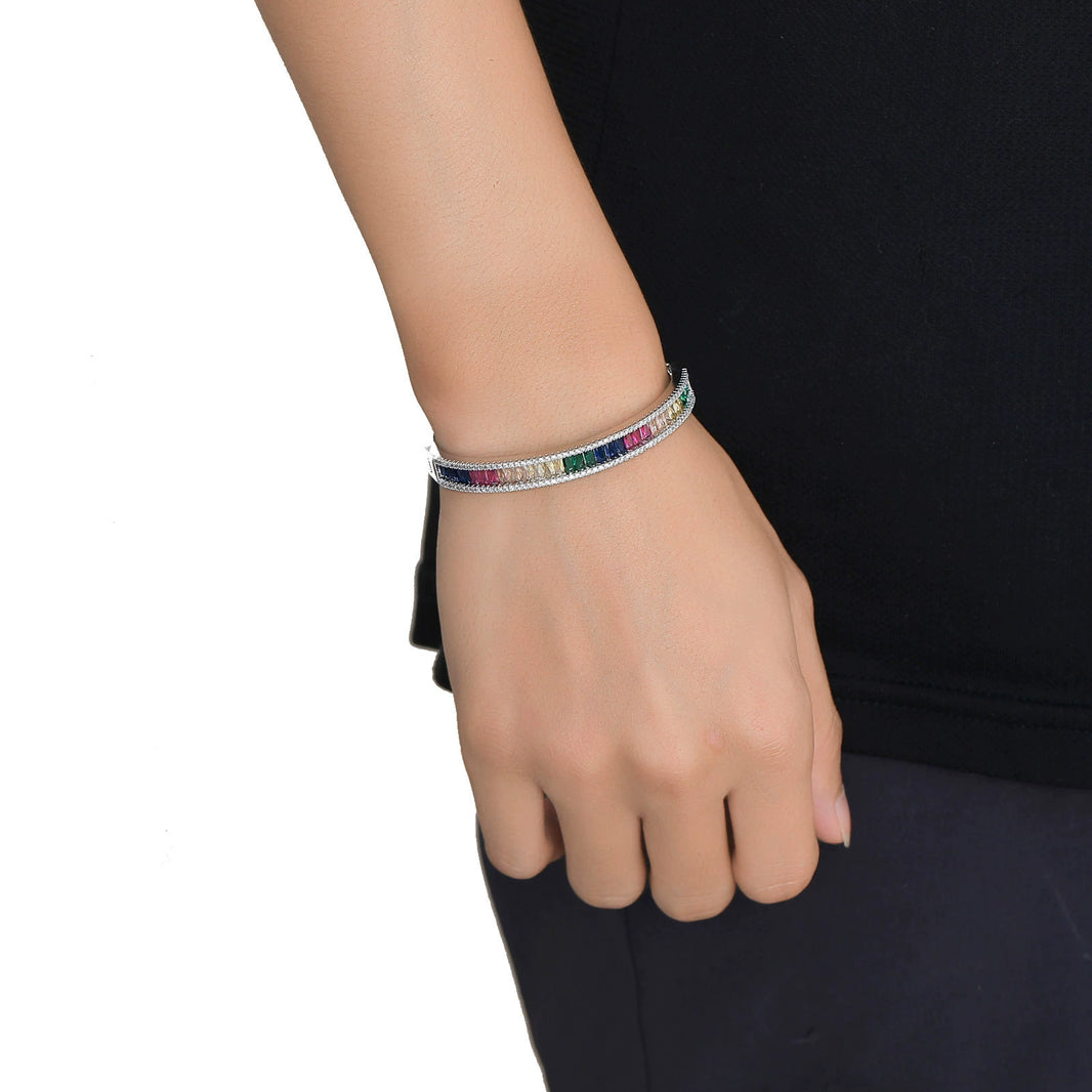 8mm Channel-Set 5A Rainbow Natural Zircon Bracelet