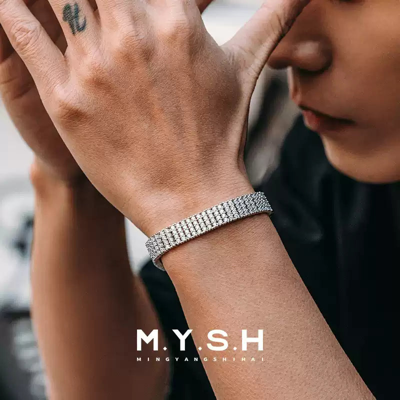 9.5mm S925 Chain Bracelet with Pave CZ