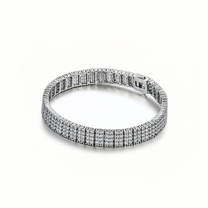 9.5mm S925 Chain Bracelet with Pave CZ