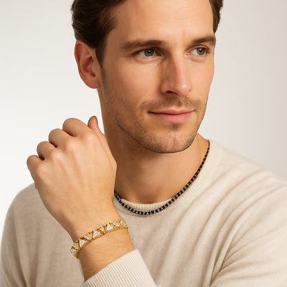 10mm Triangle Tennis Bracelet – 14K Gold Finish