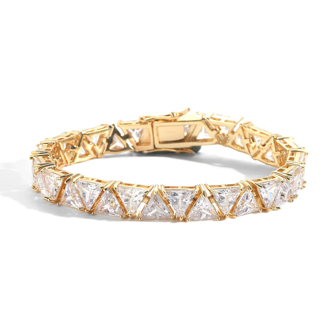 10mm Triangle Tennis Bracelet – 14K Gold Finish