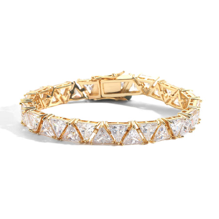 10mm Triangle Tennis Bracelet – 14K Gold Finish