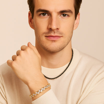 10mm Triangle Tennis Bracelet – 14K Gold Finish