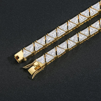 10mm Triangle Tennis Bracelet – 14K Gold Finish