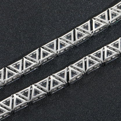 10mm Triangle Tennis Bracelet – Silver Finish