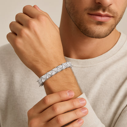 10mm Triangle Tennis Bracelet – Silver Finish