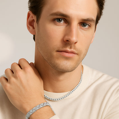 10mm Triangle Tennis Bracelet – Silver Finish