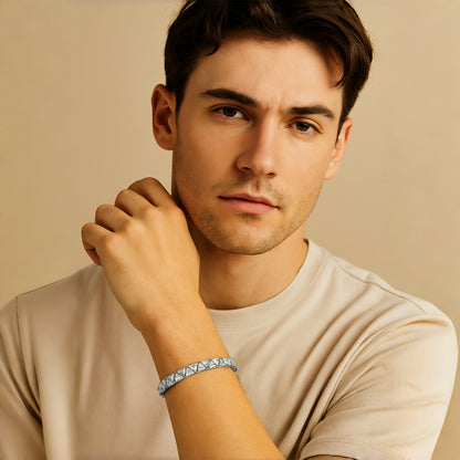 10mm Triangle Tennis Bracelet – Silver Finish