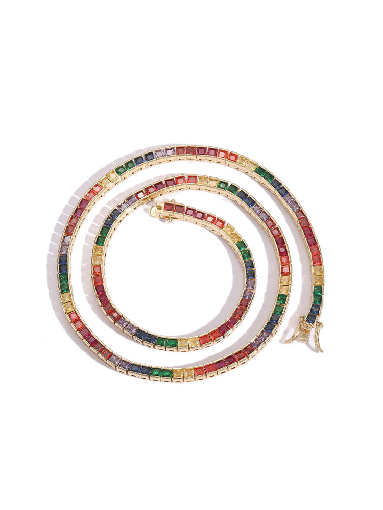 3mm Rainbow CZ Tennis Necklace