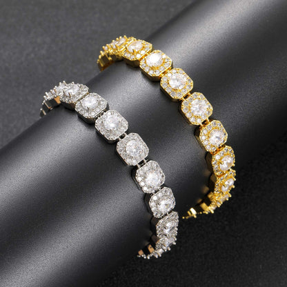 10mm Rhodium Plated Cluster-Set 5A CZ Tennis Bracelet – RevengedLove Inspired