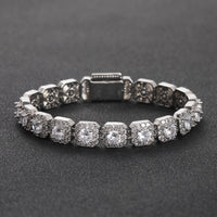 10mm Rhodium Plated Cluster-Set 5A CZ Tennis Bracelet – RevengedLove Inspired