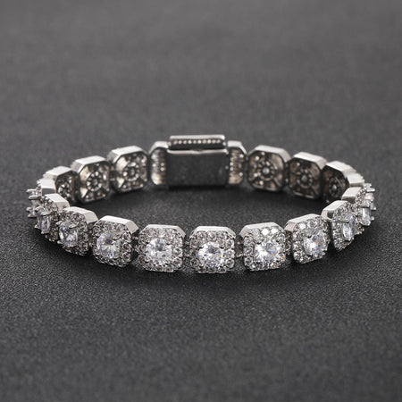 10mm Rhodium Plated Cluster-Set 5A CZ Tennis Bracelet – RevengedLove Inspired
