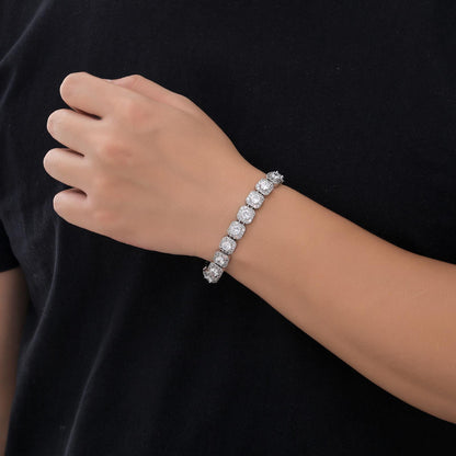 10mm Rhodium Plated Cluster-Set 5A CZ Tennis Bracelet – RevengedLove Inspired