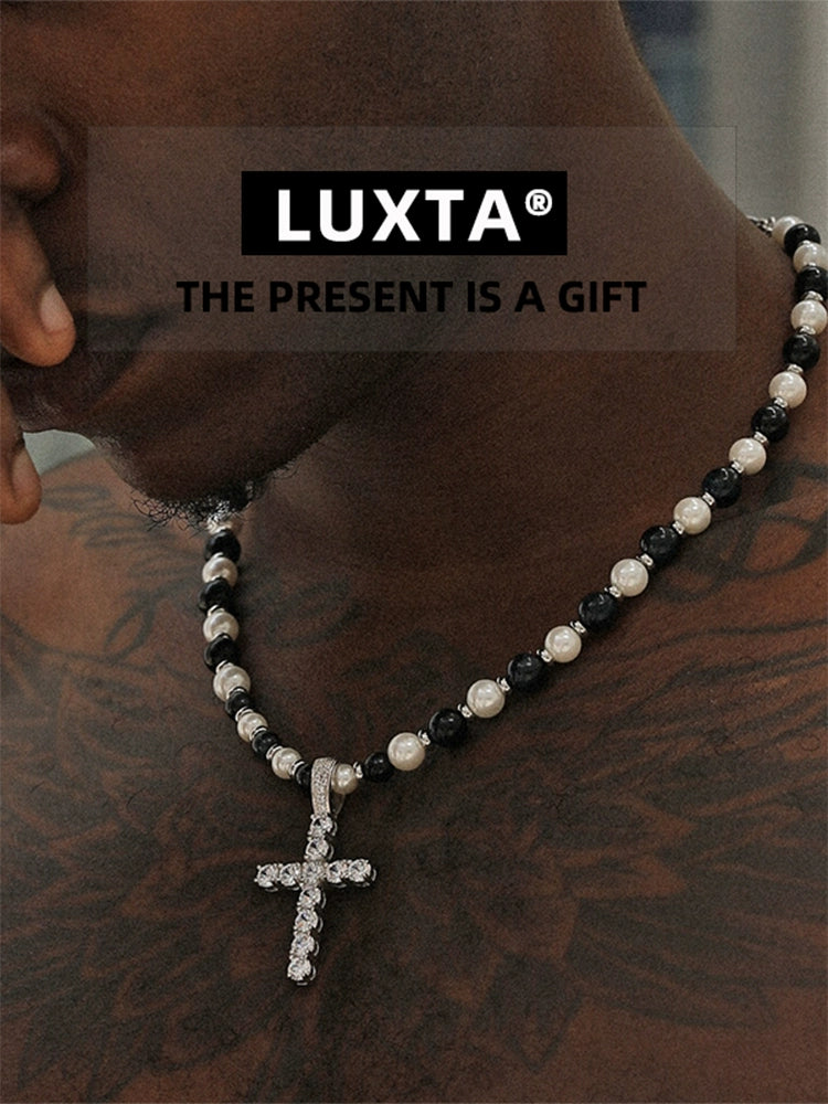 LUXTA | Beaded Ice-Out Cross Pendant