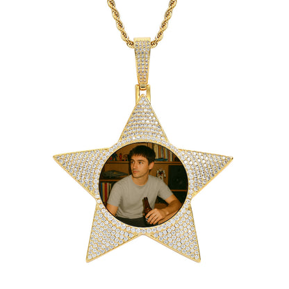 Iced Out Star Pendant – Gold Finish
