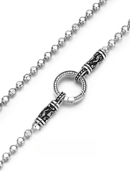 S925 Beaded Necklace with Hoop Clasp