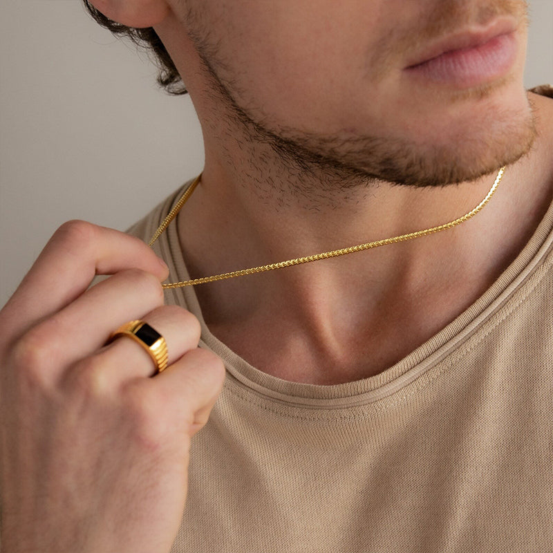 IDEAGEMER | Gold-Plated Embossed Cuban Chain Necklace