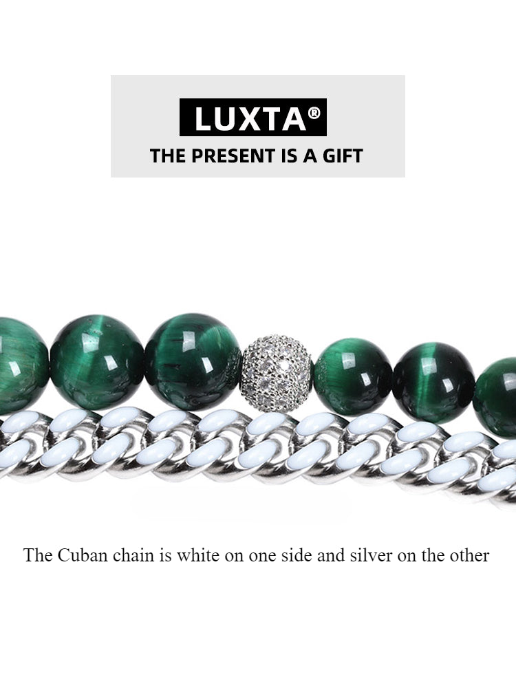 LUXTA | Double Layer Beaded Bracelet & Cuban Chain Bracelet