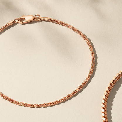 3mm Rope Bracelet – Rose Gold Finish