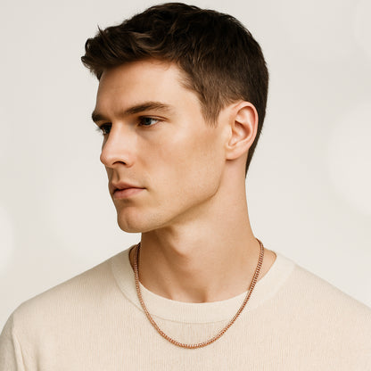 3mm Cuban Link Chain – Rose Gold Finish