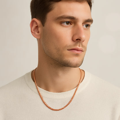 3mm Cuban Link Chain – Rose Gold Finish