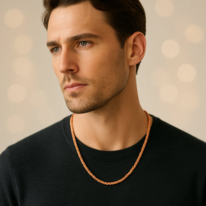 3mm Rope Chain – Rose Gold Finish