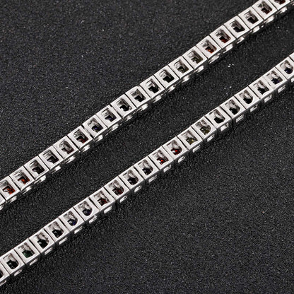 4mm Rainbow Square Tennis Chain – Silver Finish