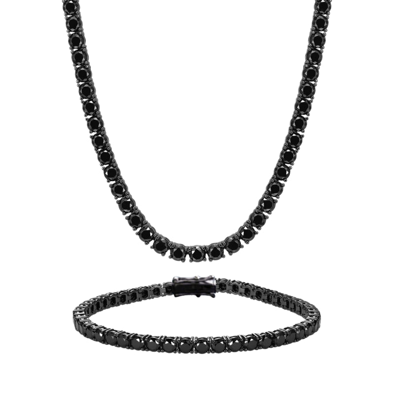 4mm Tennis Set – Black Gold Finish