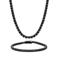 4mm Tennis Set – Black Gold Finish