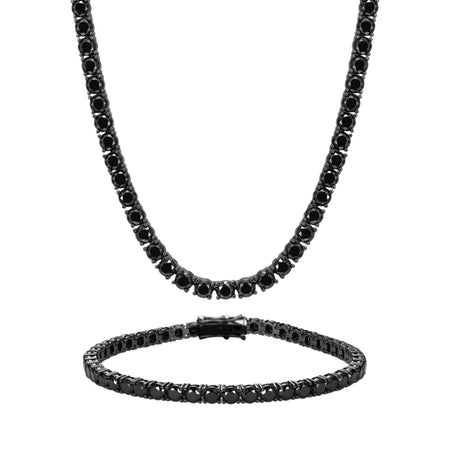 4mm Tennis Set – Black Gold Finish