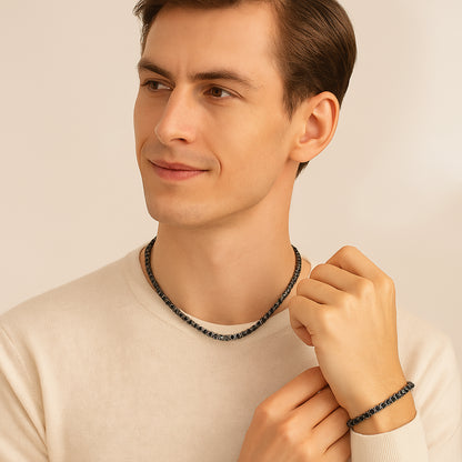 4mm Tennis Set – Black Gold Finish