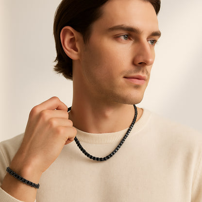 4mm Tennis Set – Black Gold Finish