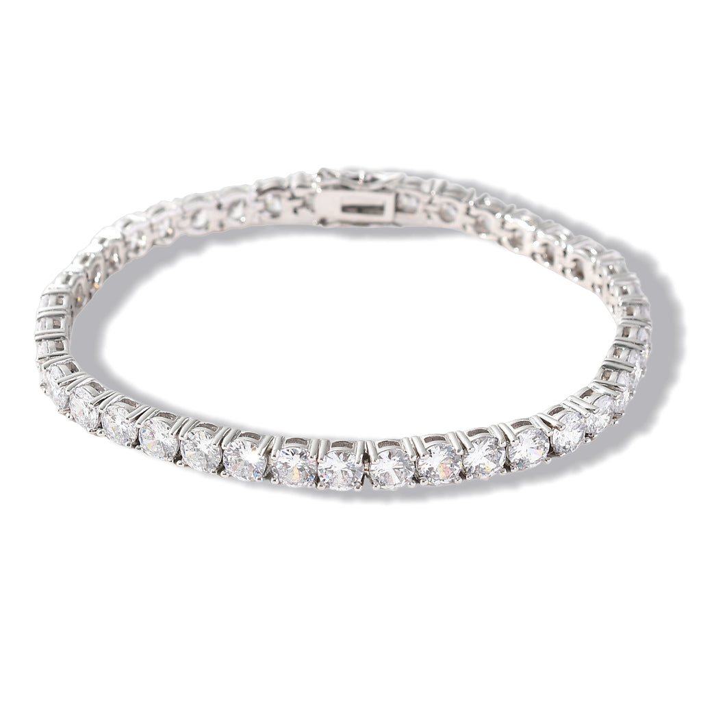 5mm 925 Sterling Silver Moissanite Tennis Bracelet – White Gold Finish