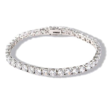 5mm 925 Sterling Silver Moissanite Tennis Bracelet – White Gold Finish