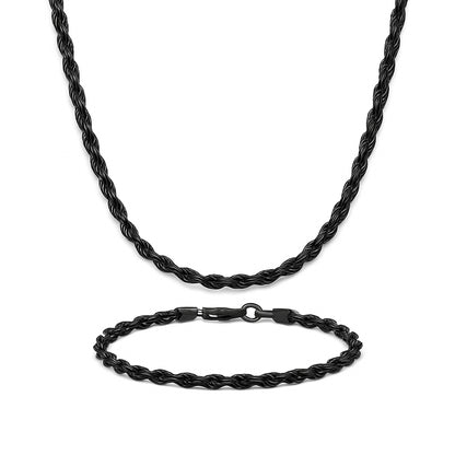 4mm Rope Chain Set – Gold Finish
