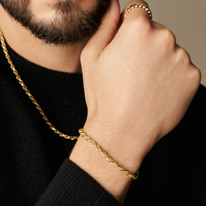 4mm Rope Chain Set – Gold Finish