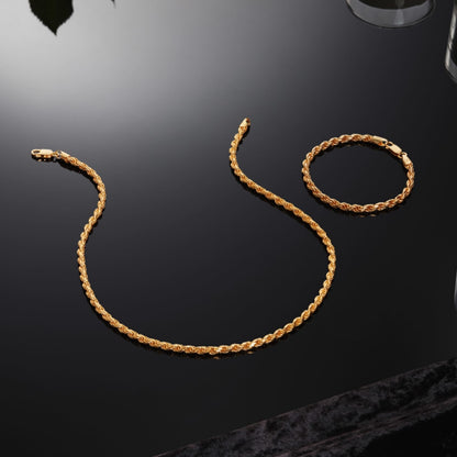 4mm Rope Chain Set – Gold Finish
