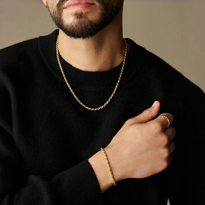 4mm Rope Chain Set – Gold Finish