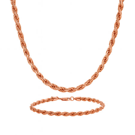 4mm Rope Chain Set – Gold Finish
