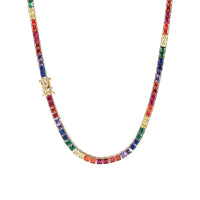 4mm Rainbow Square Tennis Chain – 14K Gold Finish