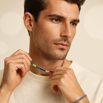 4mm Rainbow Square Tennis Chain – Silver Finish