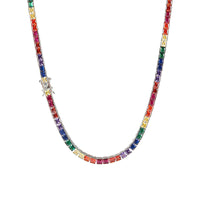 4mm Rainbow Square Tennis Chain – Silver Finish