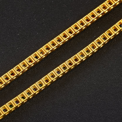 4mm Rainbow Square Tennis Set – 14K Gold Finish