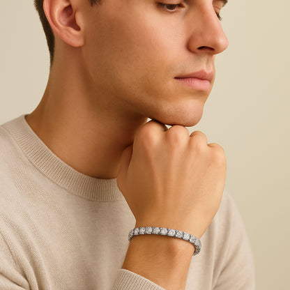 5mm 925 Sterling Silver Moissanite Tennis Bracelet – White Gold Finish